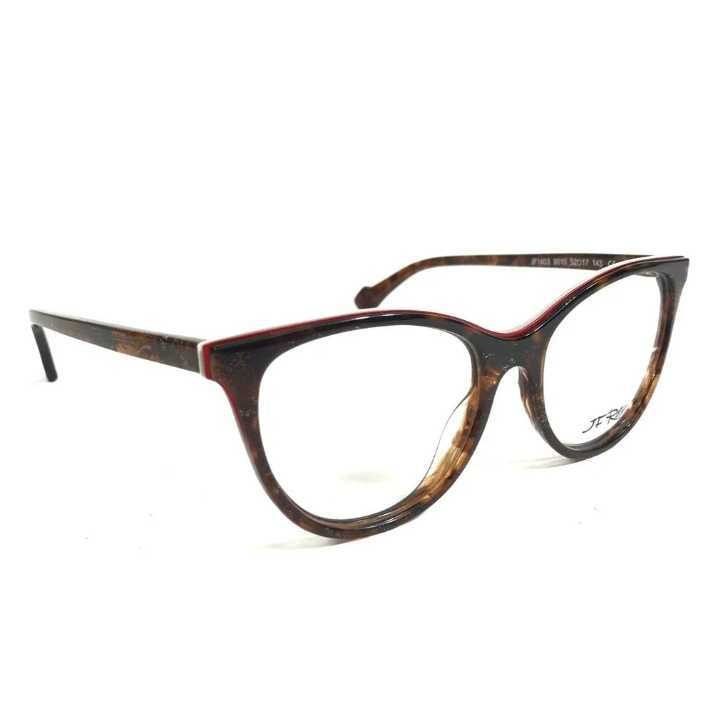 J.F. Rey Eyeglasses Frames JF1403 9010 Brown White Brown Sparkly 52-17-143